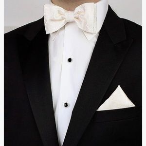 Ivory, Men’s Paisley Bow Tie + Matching Pocket Square